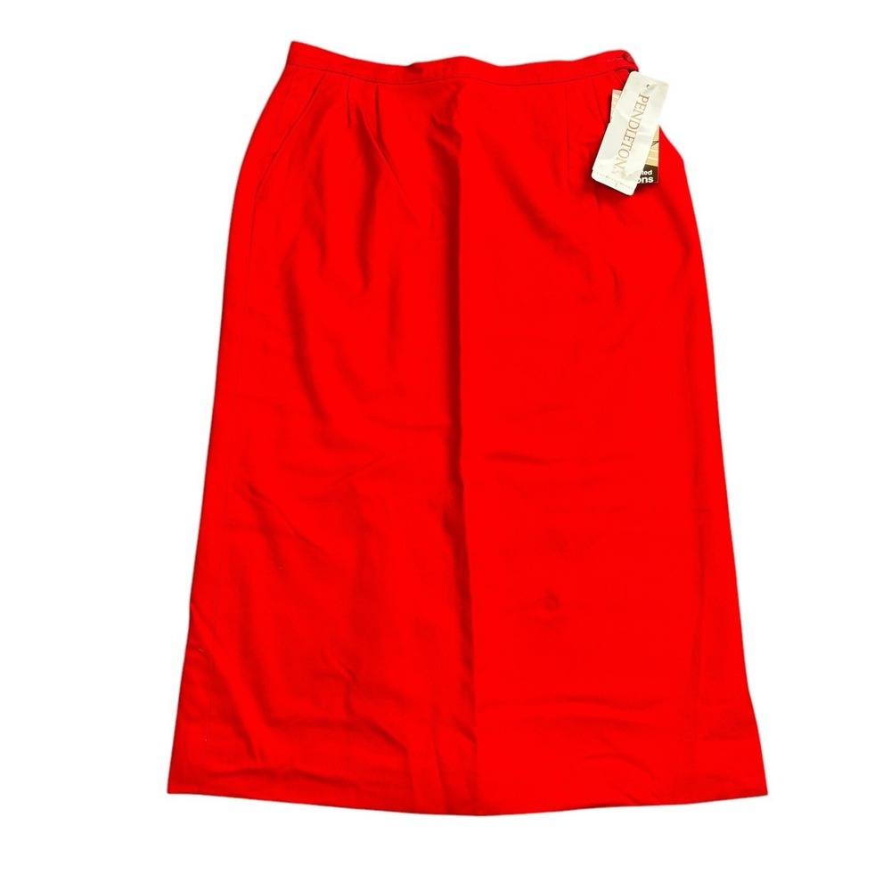 Vintage Pendleton Pencil Midi Skirt Women's 12 Red 100% Virgin Wool‎ Pleated New